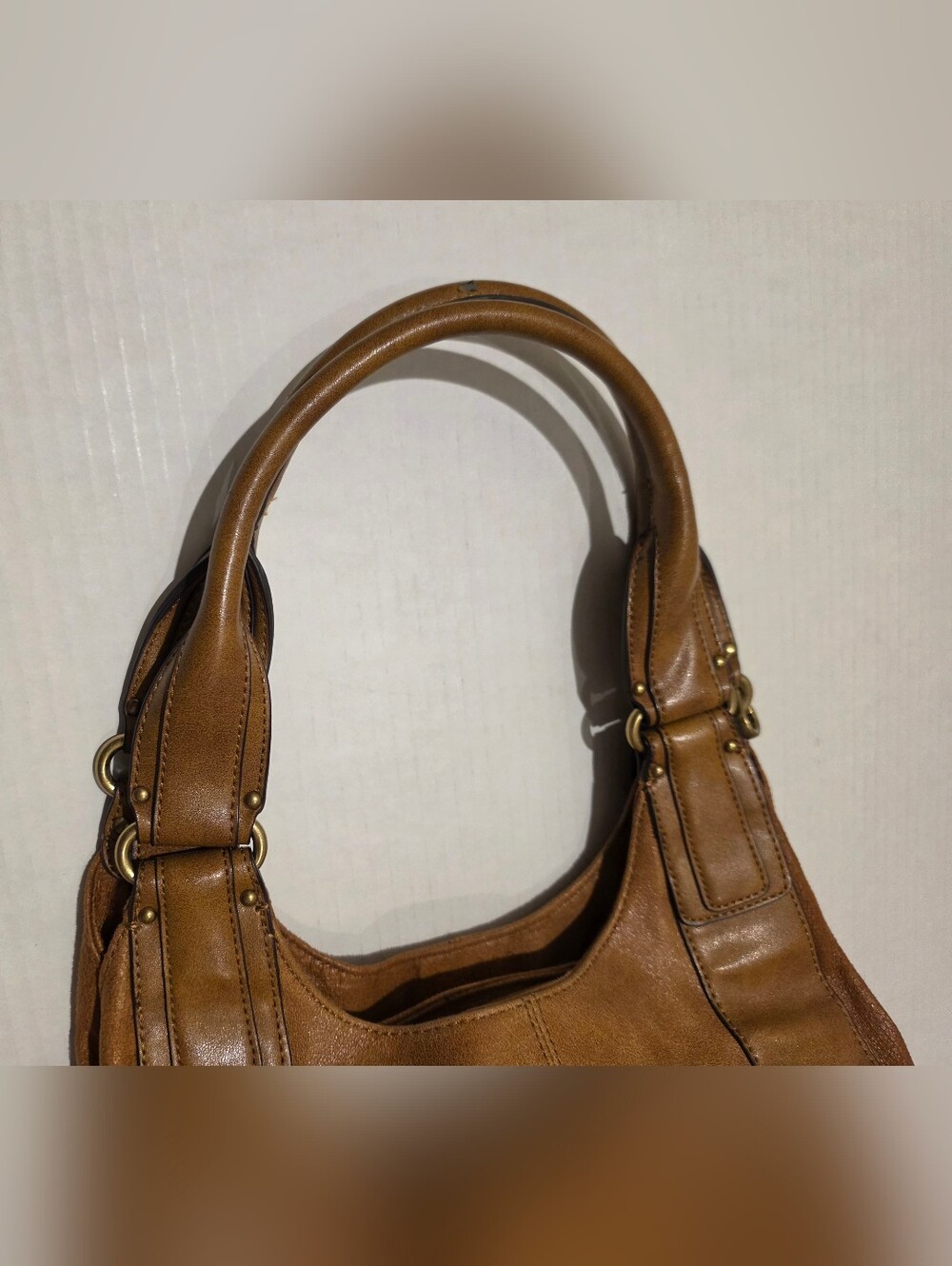 Tignanello Leather Satchel Handbag Cognac Color - Picture 5 of 17